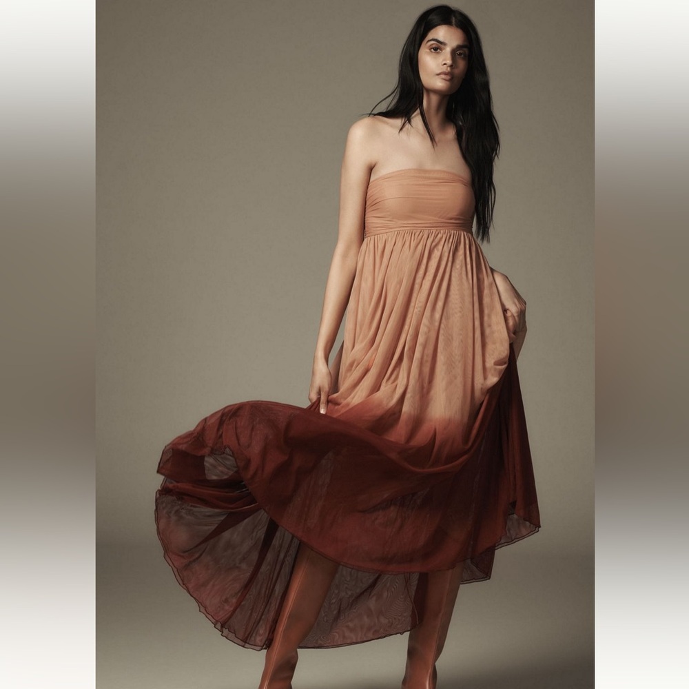 Let Me Be Anthropologie Ombré Strapless Maxi Dress Size XS